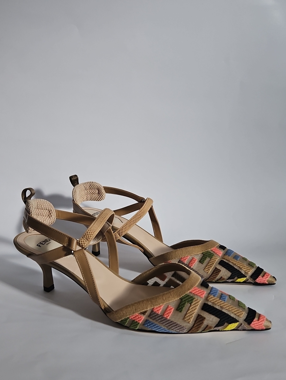 NEW Fendi Colibrì Lite multicolor slingbacks Kitten Heel Pump Size 40